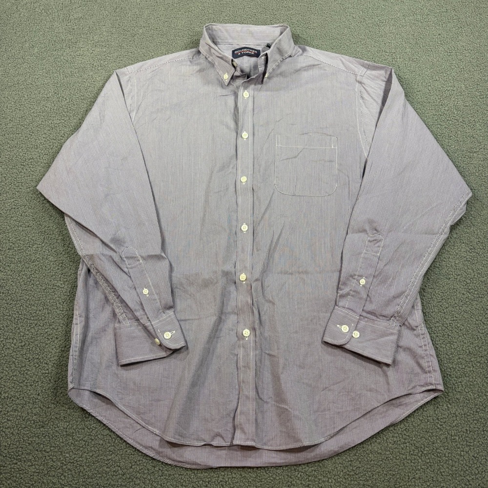 Roundtree & Yorke Shirt Mens L Purple Micro Check Button Down GNRCR09WHT25